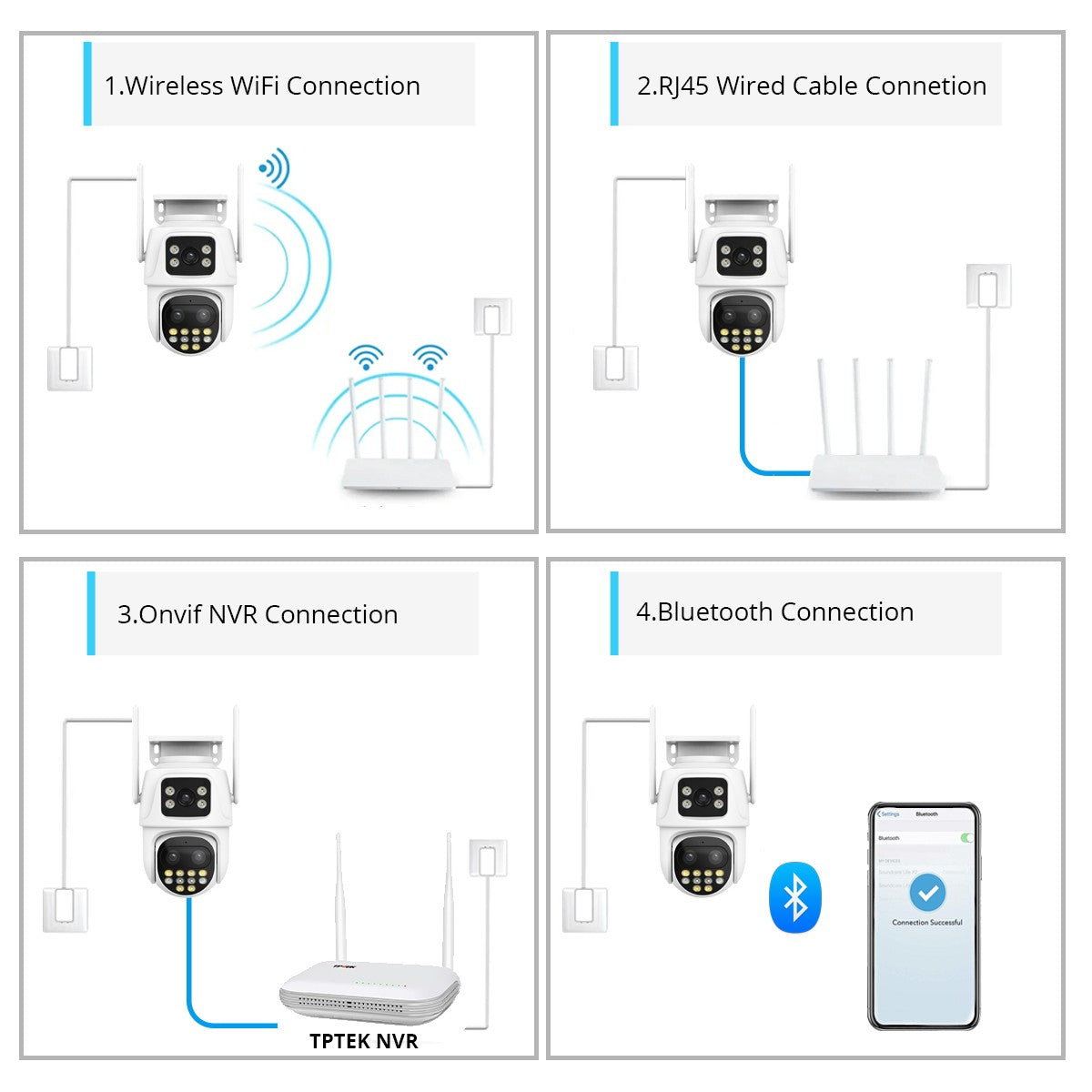 9MP WIFI IP Camera Three Lens Dual Screen With 8X Zoom 6MP PTZ Camera Ai Auto Tracking Security Video Surveillance Camera iCSee