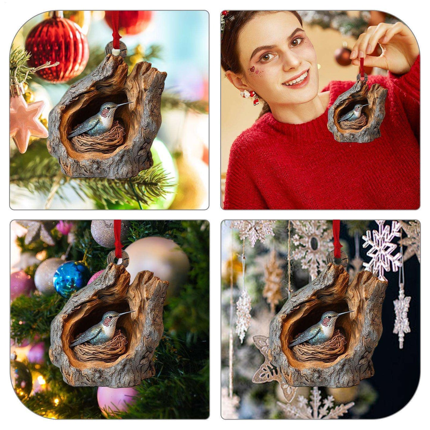New Animal Christmas Ornaments 2D Flat Acrylic Bird Pendant Owl Squirrel Bunny  Pendant Christmas Tree Decoration Xmas Hanging