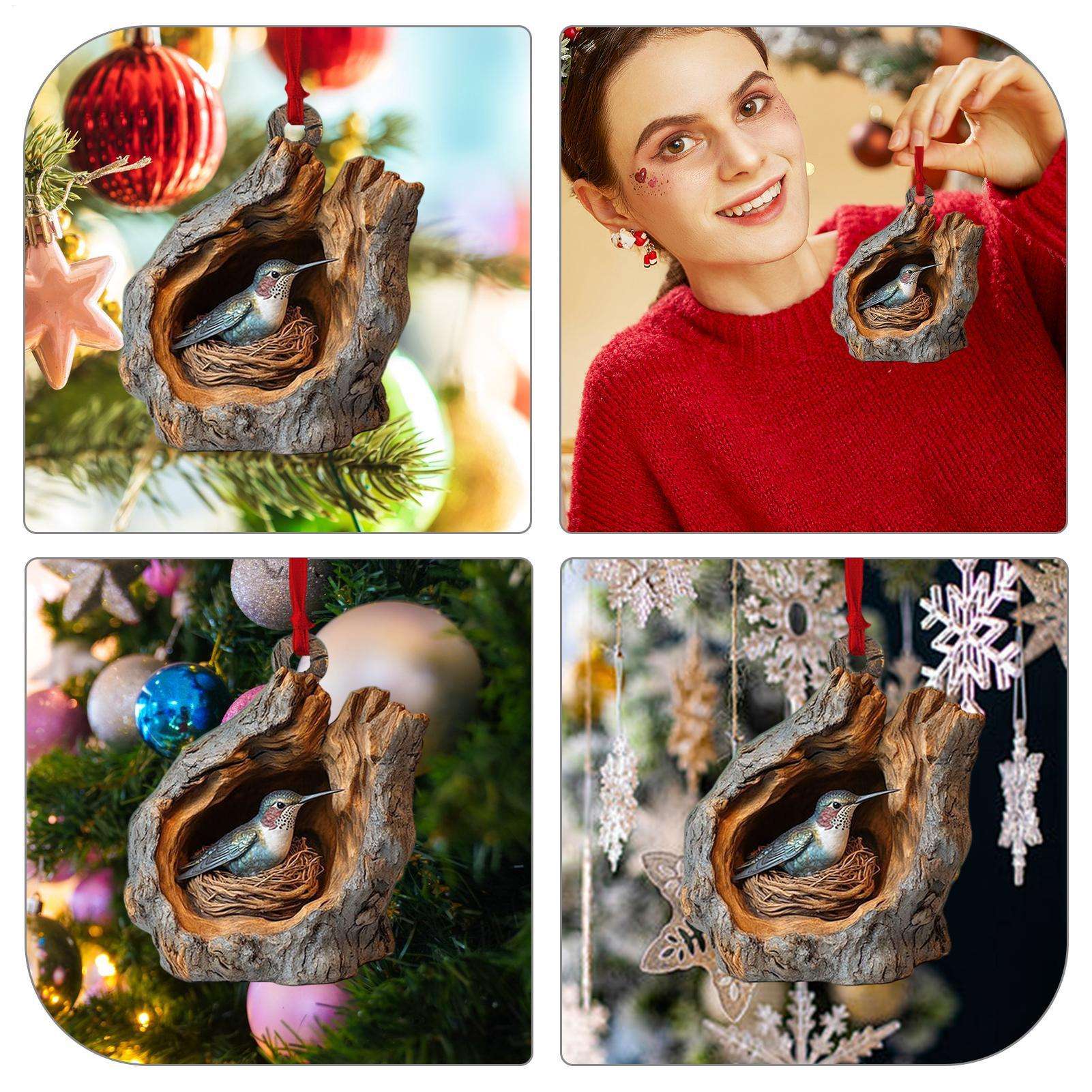 New Animal Christmas Ornaments 2D Flat Acrylic Bird Pendant Owl Squirrel Bunny  Pendant Christmas Tree Decoration Xmas Hanging
