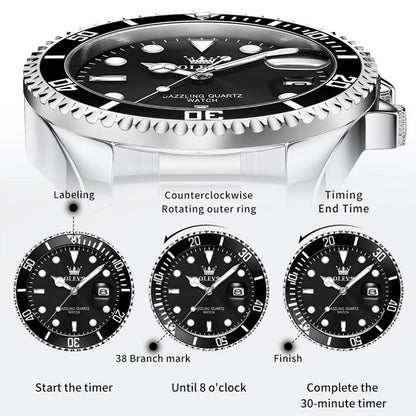 OLEVS Men's Watches Trend Luxury Fine Steel Strap Big Date Original Brand Quartz Wristwatch for Man Waterproof Luminous 5885 New