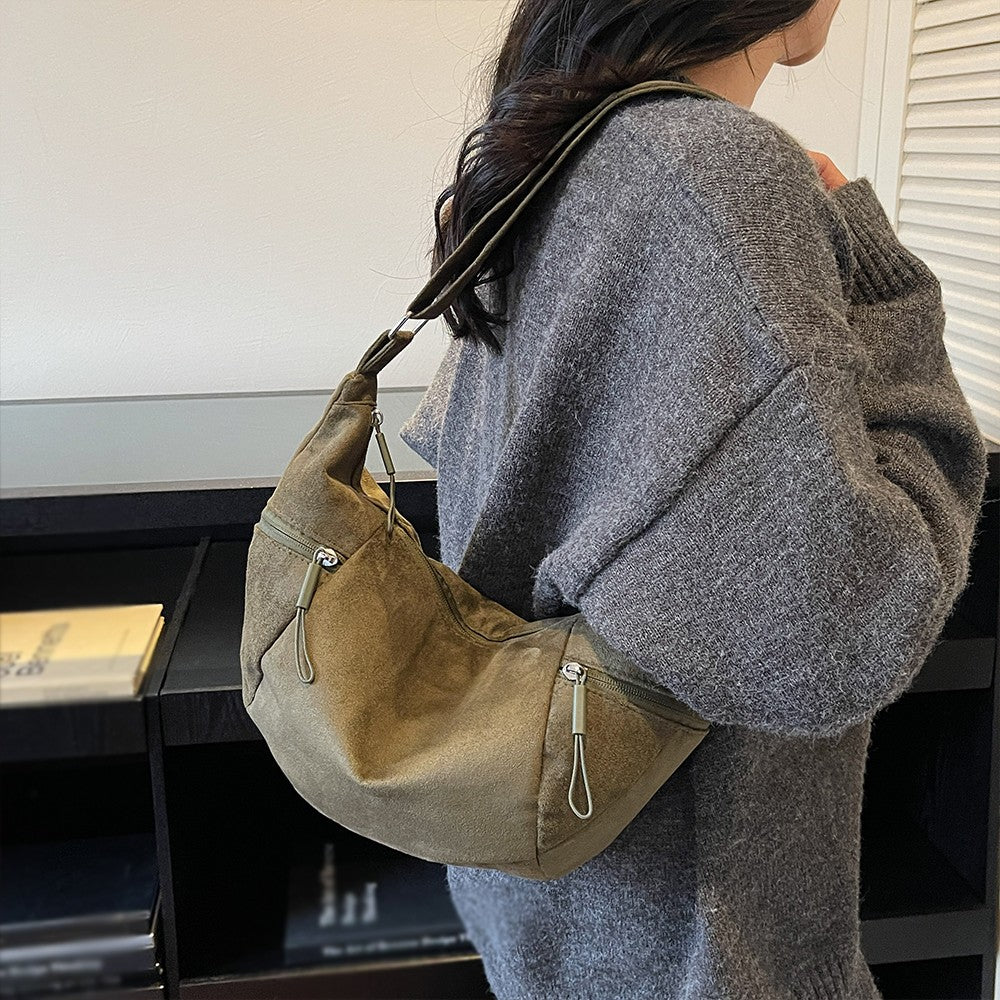 Imitation Suede Bag, New Crossbody Bag, Women's Bag, High-End Feel, Shoulder Bag, Large Capacity Commuting Dumpling Bag