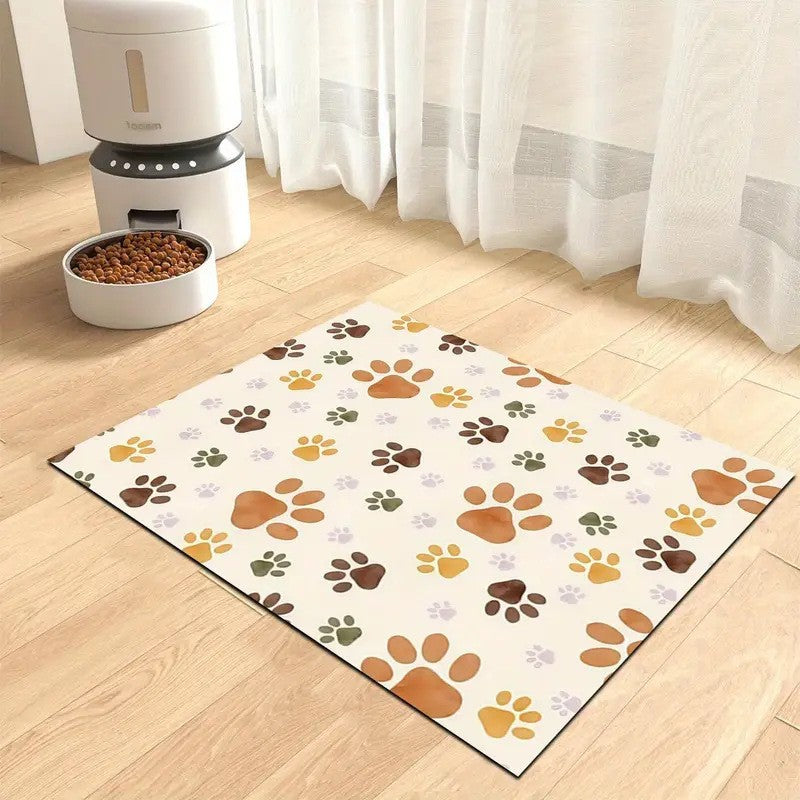 Tapete de Inverno para Animais de Estimação Tapete de Alimentação para Cães e Gatos Tigela de Água e Comida para Animais de Estimação Tapete de Chão Diatomáceo Impermeável de Secagem Rápida