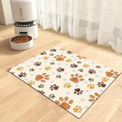 Tapete de Inverno para Animais de Estimação Tapete de Alimentação para Cães e Gatos Tigela de Água e Comida para Animais de Estimação Tapete de Chão Diatomáceo Impermeável de Secagem Rápida