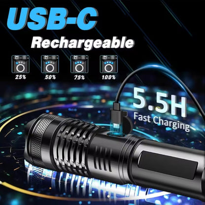 Rechargeable LED Flashlight High Power Zoomable Aluminum Alloy Portable Flashlight for Camping Hiking Outdoor Night Search