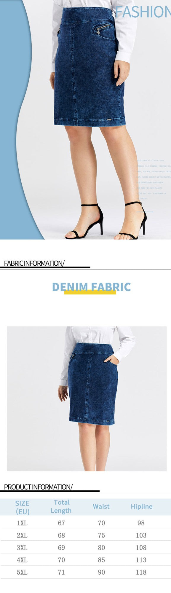 Women Plus Size Knitted Spring And Autumn Denim Fashion Skirt