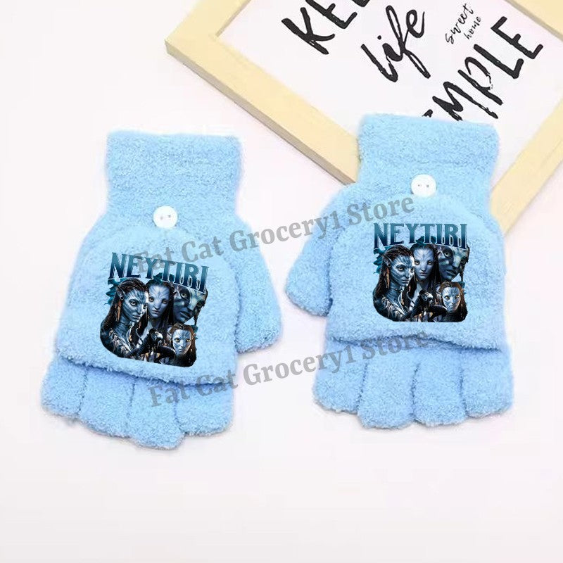 Luvas Avatar Fogo e Cinzas Disney para Menino Inverno com Capa Virada Luvas Crianças ao Ar Livre Quente Luva Fofa Acessórios de Roupa Infantil Presente