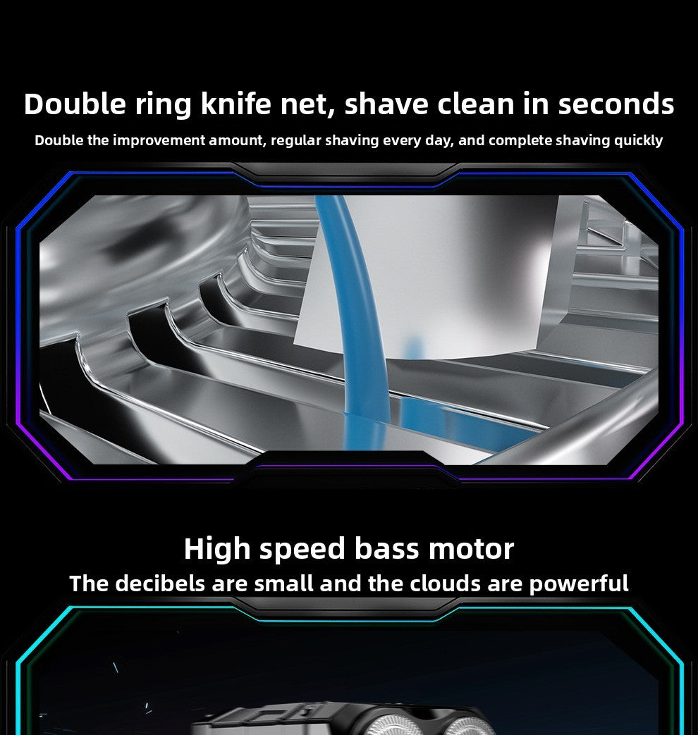 Powerful Dual Blade Mini Electric Smart Shaver Digital Display Beard Trimmer Tool 36Db Household& Car