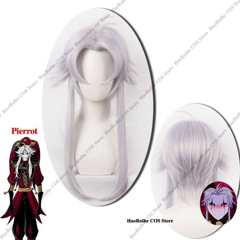 In Stock The Freak Circus Pierrot Clown Full Set Cosplay Costume Wigs Halloween Horror Roleplay Clothing Clothes Unisex Mask Hat
