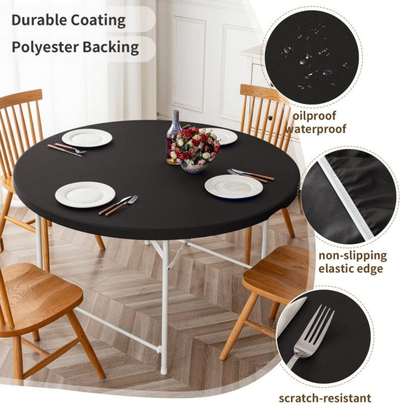 New 60-140cm Weding Round Table Cover Waterproof Case Dining Table Oil-Proof Elastic Tablecloth Fitted Wedding Decoration Hotel