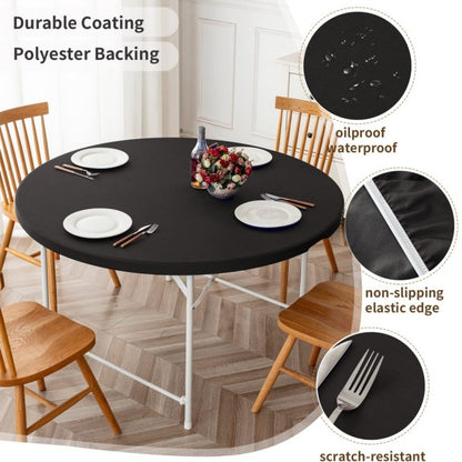 New 60-140cm Weding Round Table Cover Waterproof Case Dining Table Oil-Proof Elastic Tablecloth Fitted Wedding Decoration Hotel