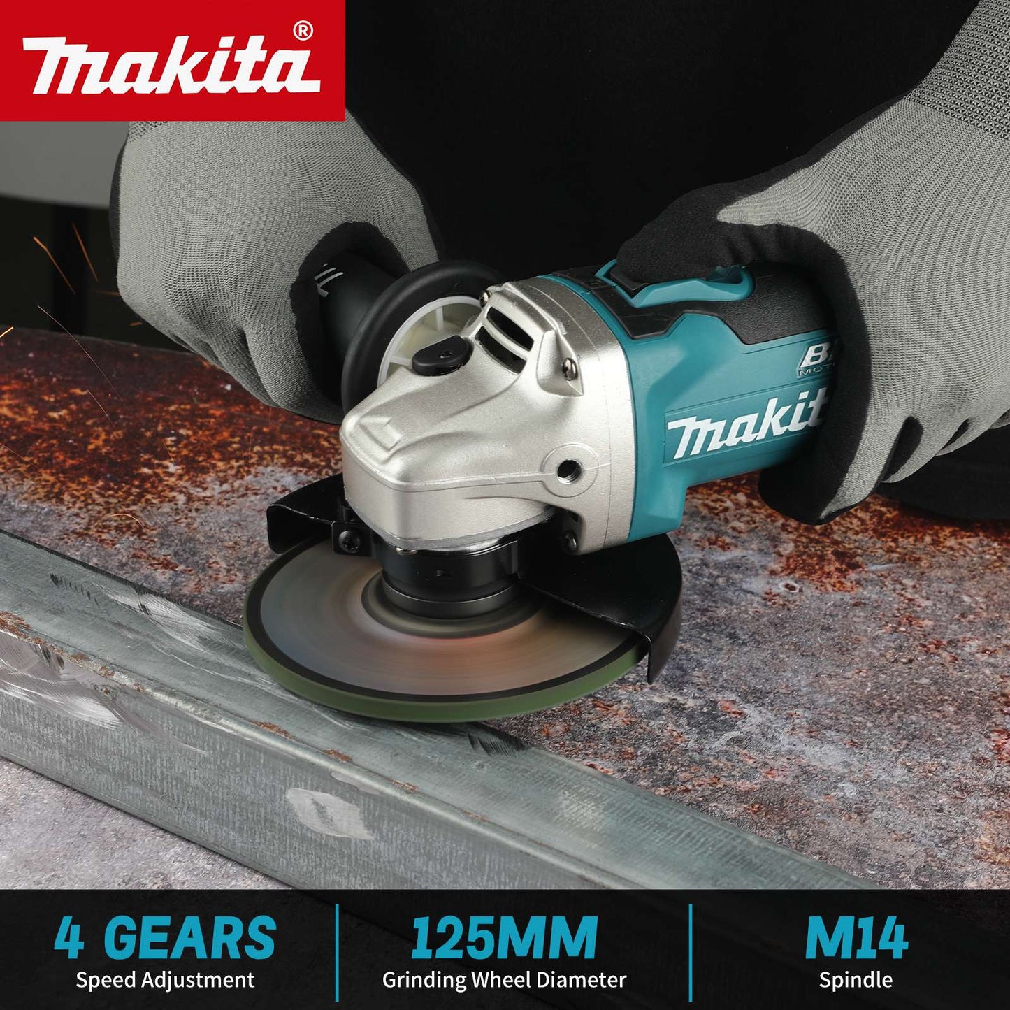 Makita DGA506 18V 125mm Esmerilhadeira Angular a Bateria Politriz Elétrica Sem Fio Lixadeira de Metal e Máquina de Corte
