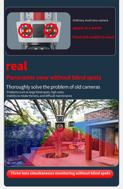 IPC360 Home 6K UHD Outdoor WiFi IP Camera 12MP Triple Lens with AI Human Detection 4K Auto Tracking for CCTV Security Monitoring