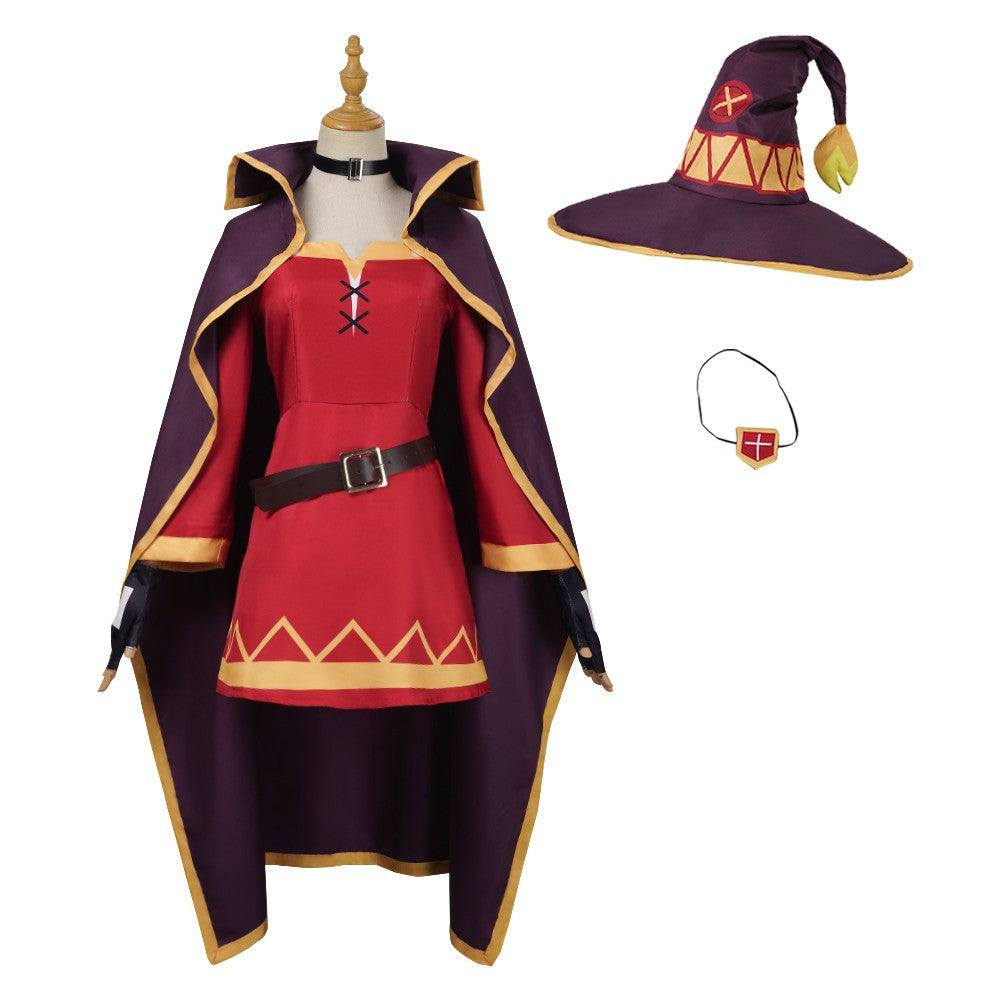 Anime megumin cosplay costume konsubarash Sekai ni shukufuku wo! Cosplay dress hat cloak uniform wig Halloween party cos girls