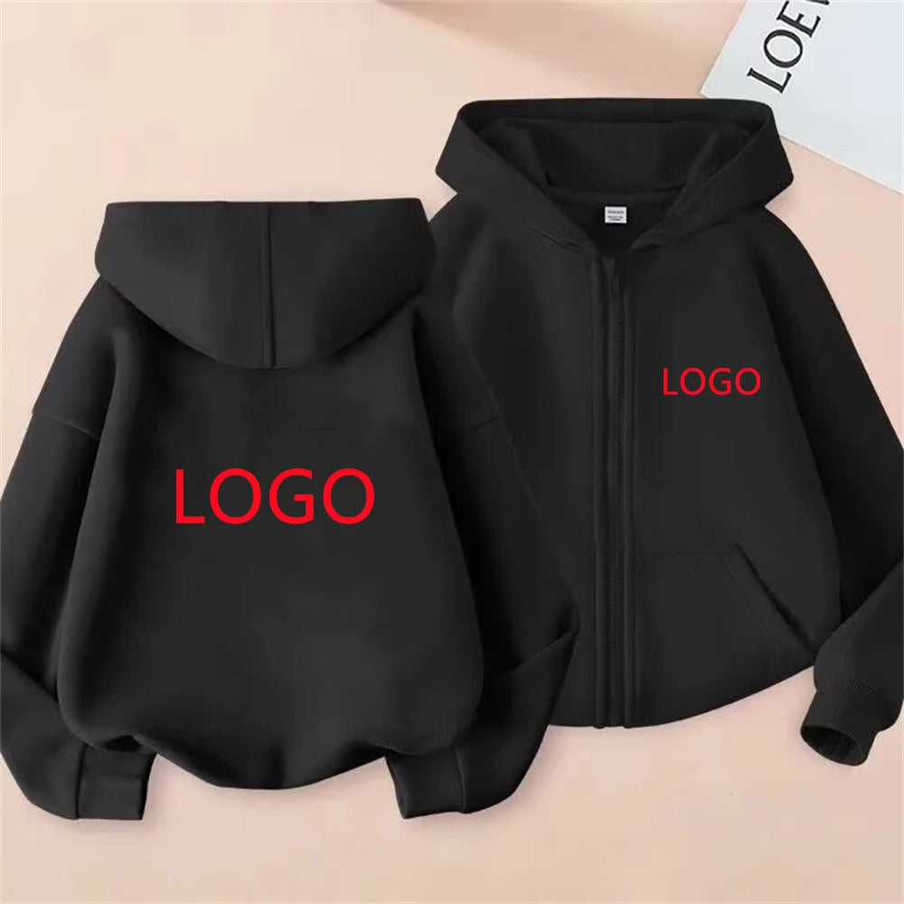 Children tops Zipper style Hoodies Coat Boy black Girls Pink Age 3-12 Kids Sweatshirt festival festival gifts Solid color