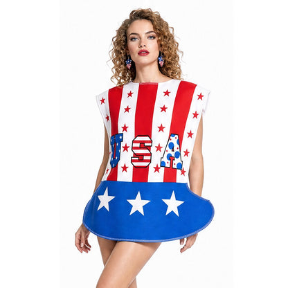 ? US Independence Day Limited ? Adult COS costume set USA hat props cosplay costume parade party National Day costume