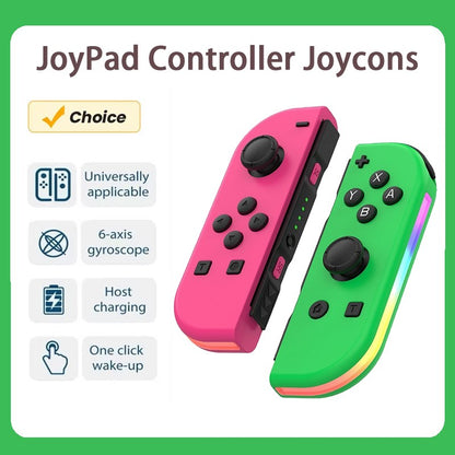 RGB LED Left & Right Joypad for NS Switch Controller BT 5.2 Joy-Con Gamepads Joystick with Dual Vibration for Switch/Lite/Oled