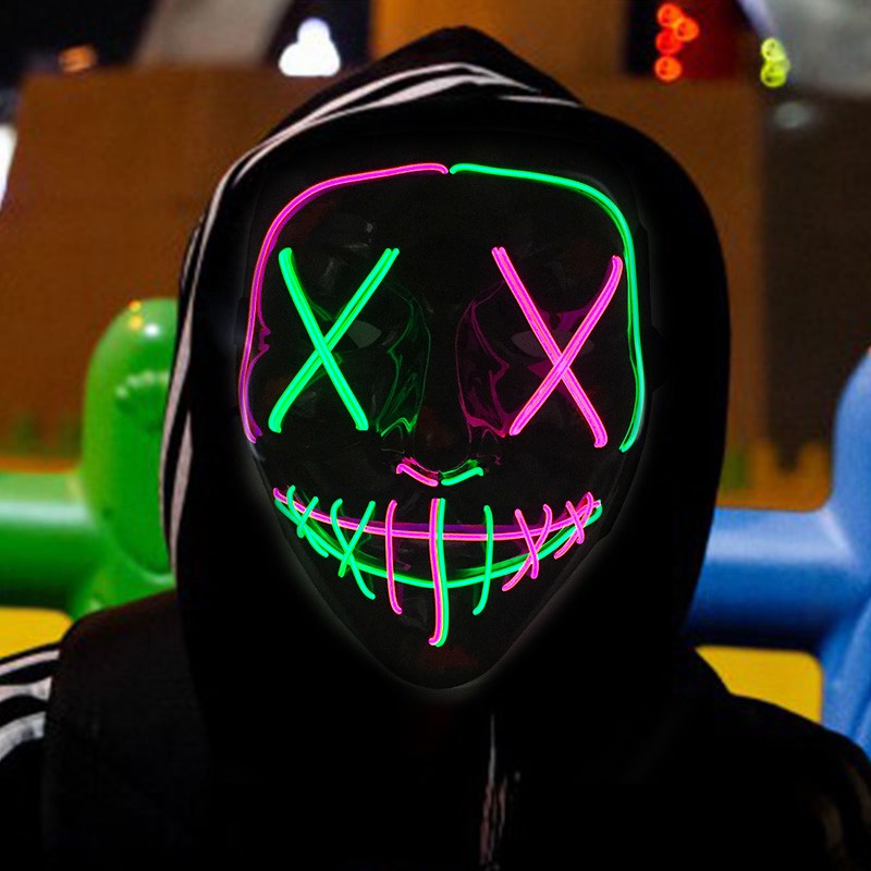 Wireless LED Purge Mask Halloween Horror Party Carnival Cosplay Costume Props Halloween Purge Masks 10 Colors LED Mask Men Women