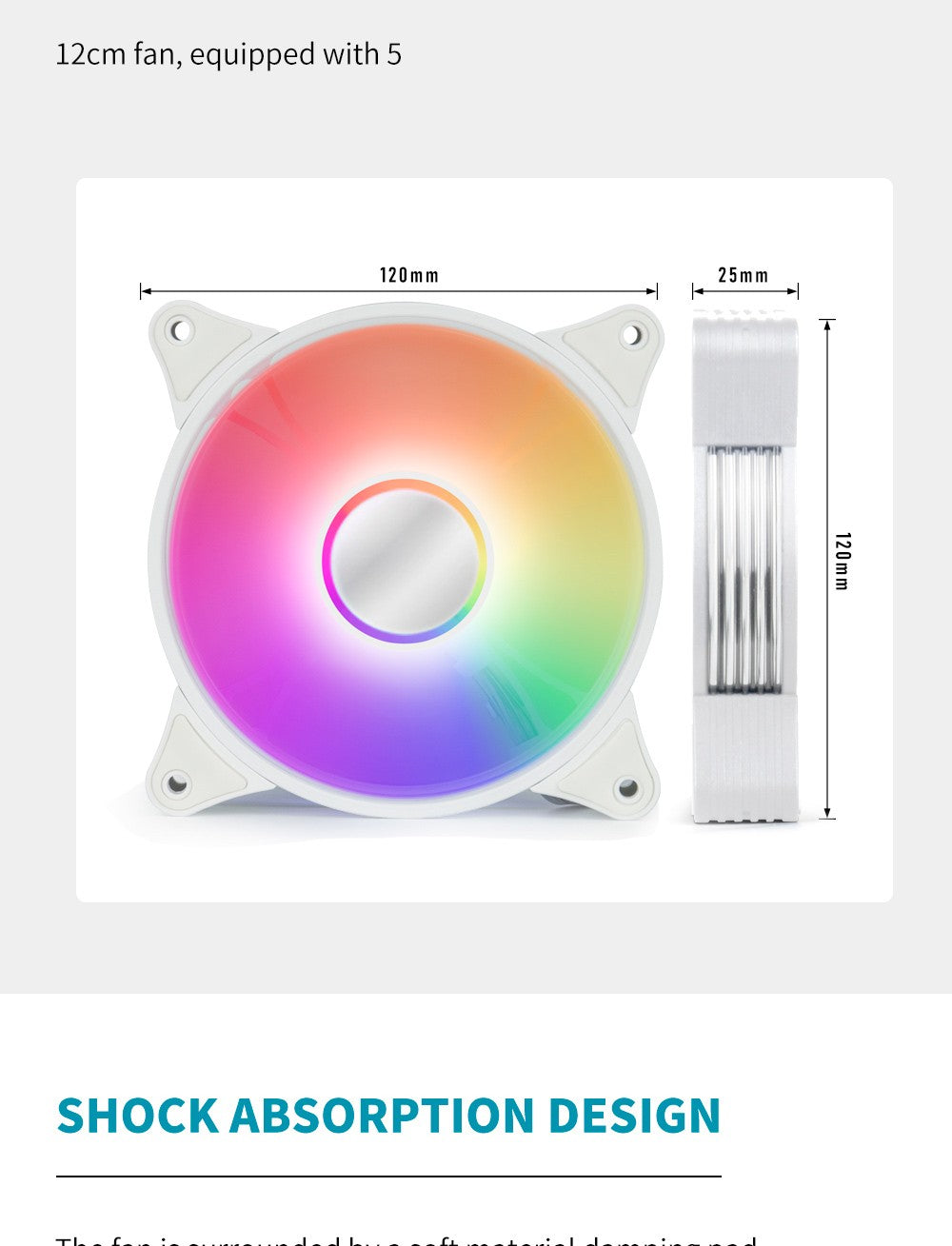 Aigo AR12PRO Computer Case Fan Ventoinha PC 120mm RGB Fan 4pin PWM CPU Cooling Fan 3pin5v Unlimited Space Argb 12cm Ventilador