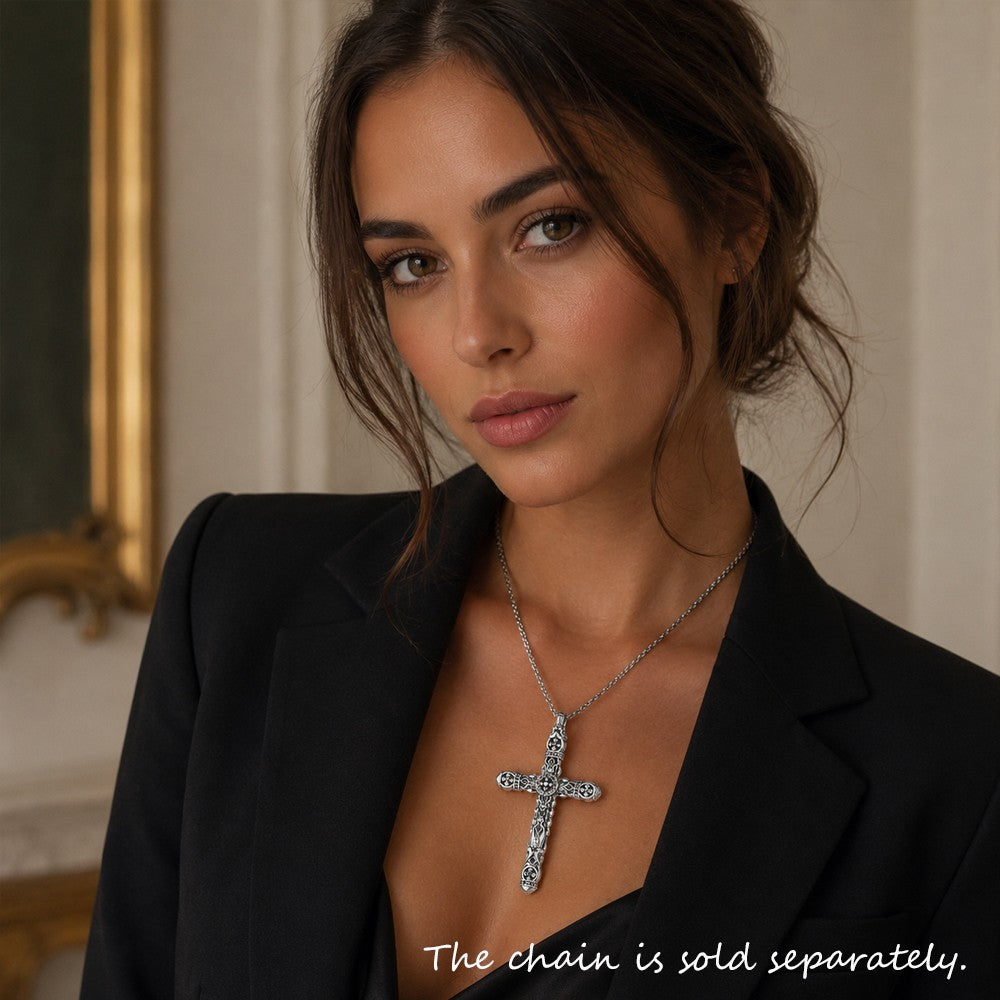 Richly Ornamented Cross Pendant Brand New Fine Jewelry Bijoux Accessories 925 Sterling Silver Gift For Woman Men