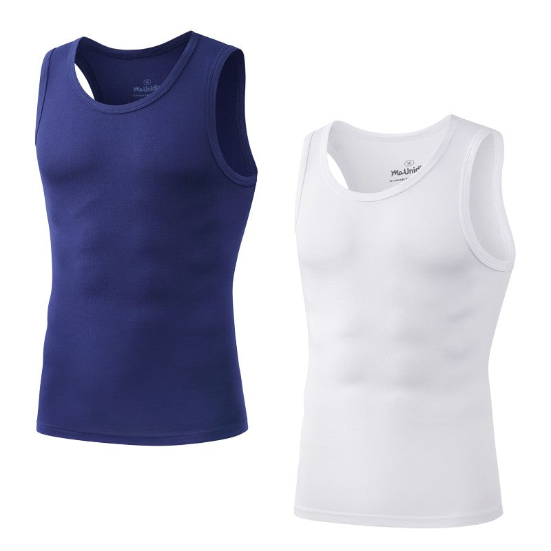 2Pcs/Pack Men's Tank Top Sleeveless Gym T-Shirt Man Vest Solid Color Compression Undershirts Men Tops High-Quality Bamboo Fiber