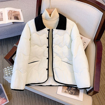 Fashion Women's Cotton Jacket 2025 New Autumn Winter Coat Parker Lightweight Warm Short Lapel Casual Outerwear Female Top