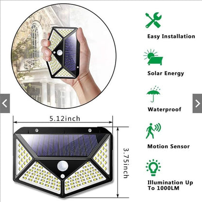 100LED Solar Flood Lights 3 Modes Outdoor Solar Motion Security Solar Light Waterproof for Garden Patio Garage Wall Light