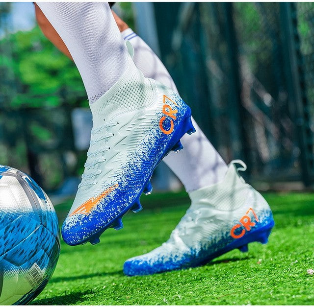 Men Soccer Shoes Football Boots Ultra-light Non-slip Long Spikes Outdoor Professional Cleats Grass Sports Shoes Match Sneakers