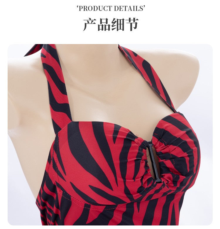 Obsession Nikki Costume Cosplay Outfit Zebra Halter Top Faux Leather Cargo Shorts Punk Streetwear Halloween Carnival Disguise