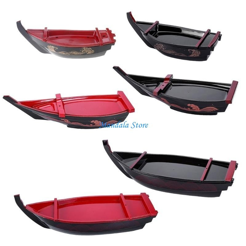 U2JC Ship Sushi Plate Sashimi Serving Tray Creative Display Plate Plastic Texture for Home and Restaurant Use