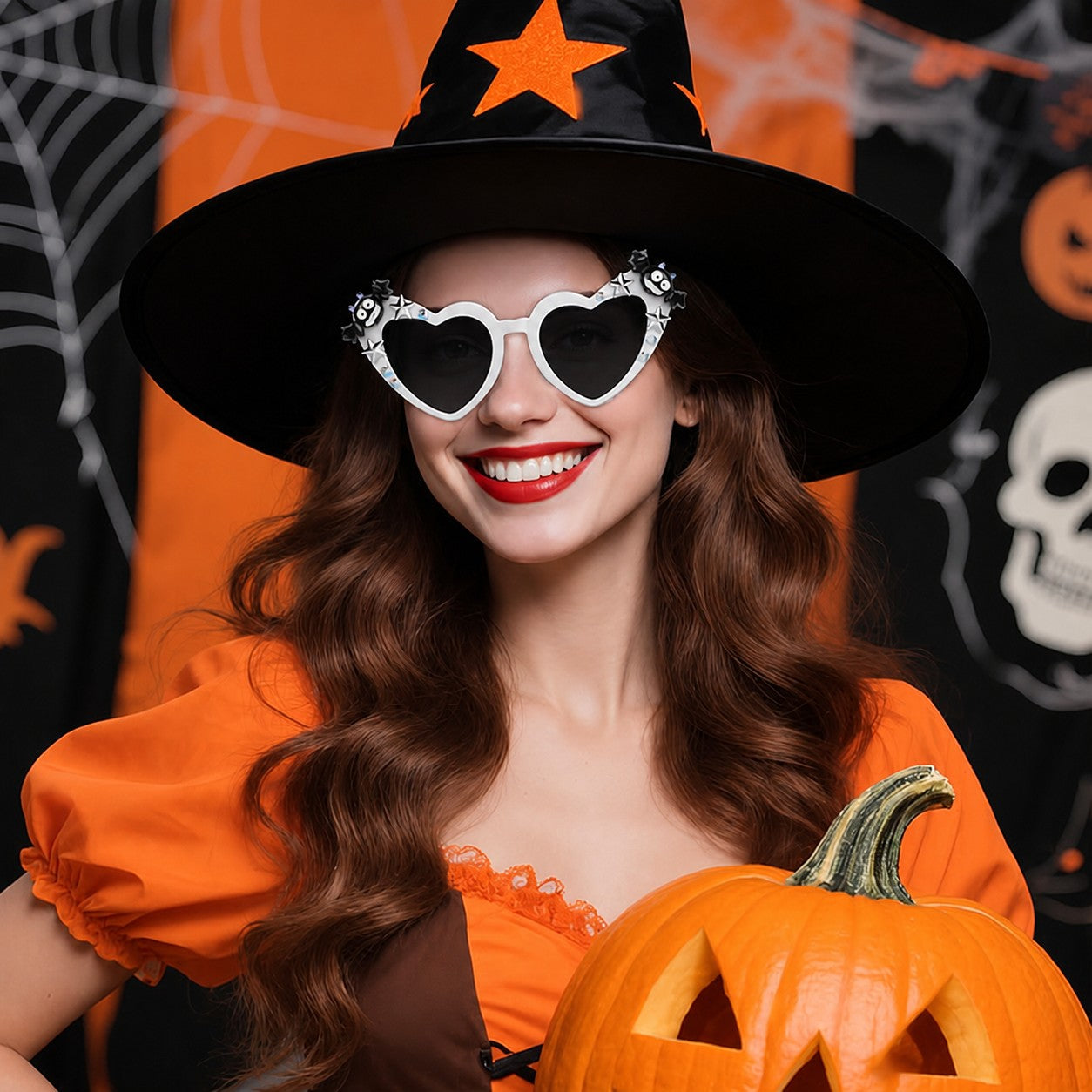Unisex Sunglasses Dark Lens Halloween Sunglasses Holiday Decorative Sunglasses White Framed Decorative Glasses For Face Shapes