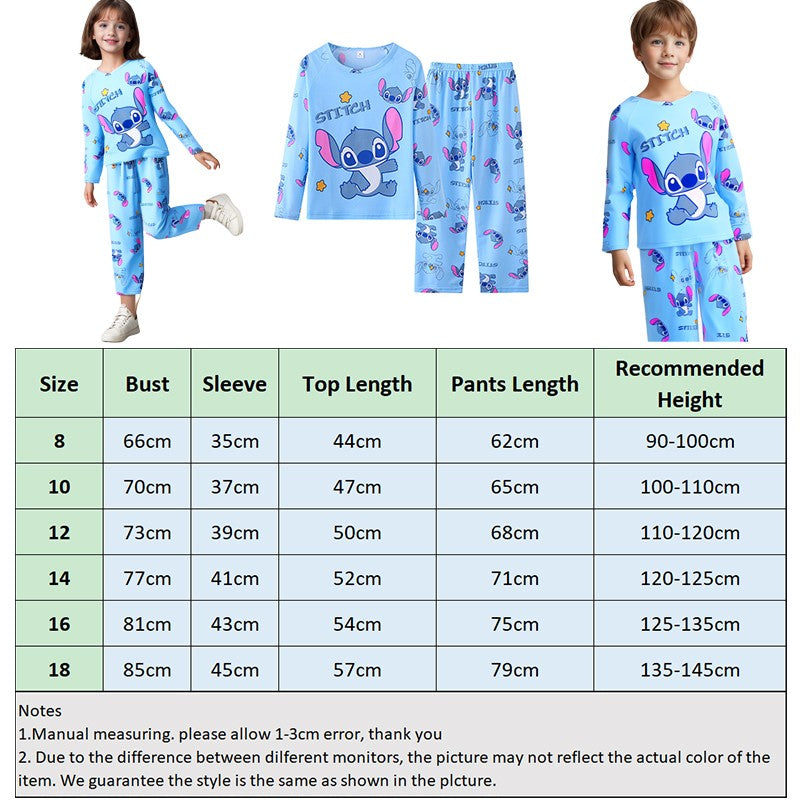 Kids Stitch Pajamas for Boys Girls Home Wear Kids Casual Sleepwear Long Sleeve Pajamas Bottoms Suit Christmas Gifts