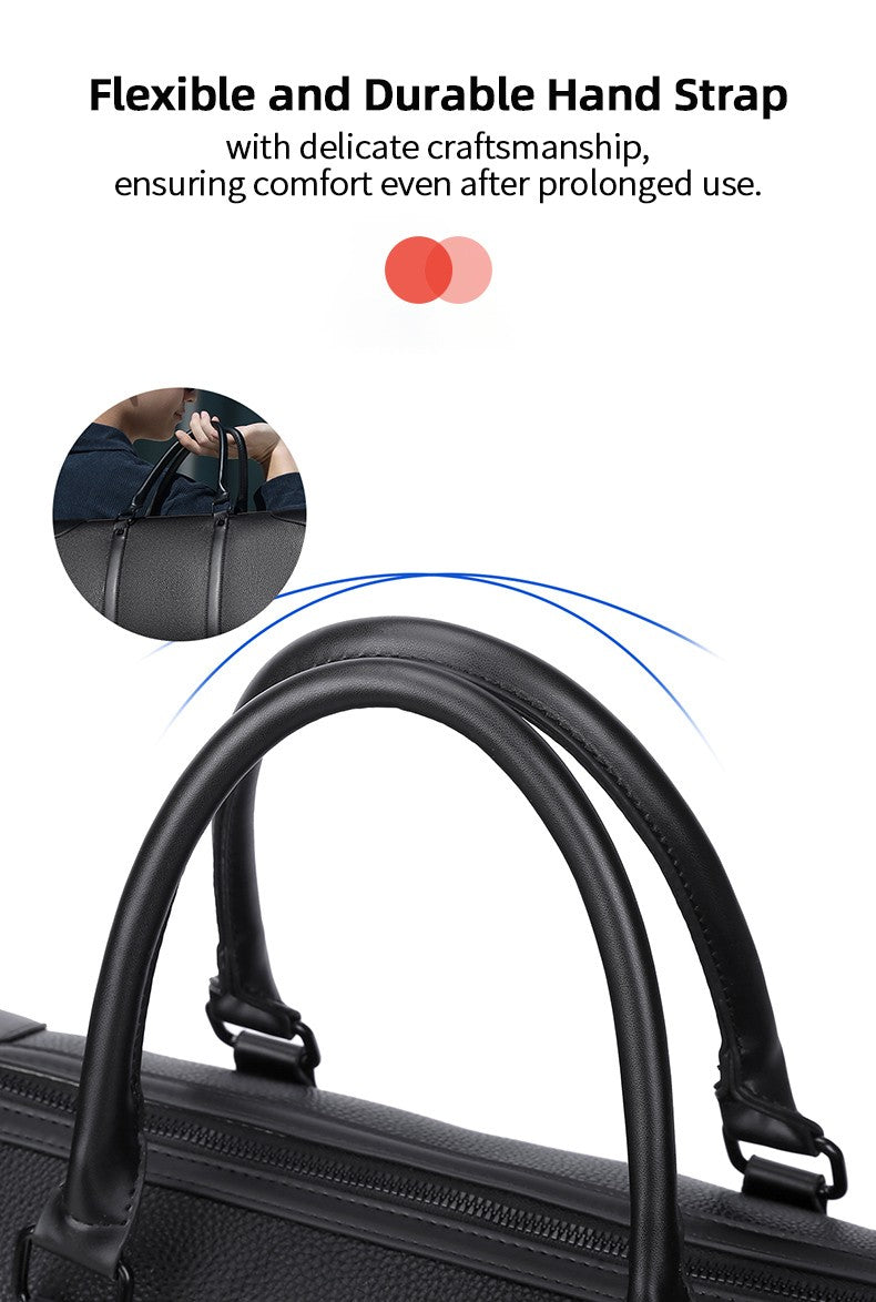 Men‘s Luxe Business Travel Bag Large Capacity with 15.6' Laptop Waterproof PU Material Lightweight for Trip Gym Bolsos de Viajes