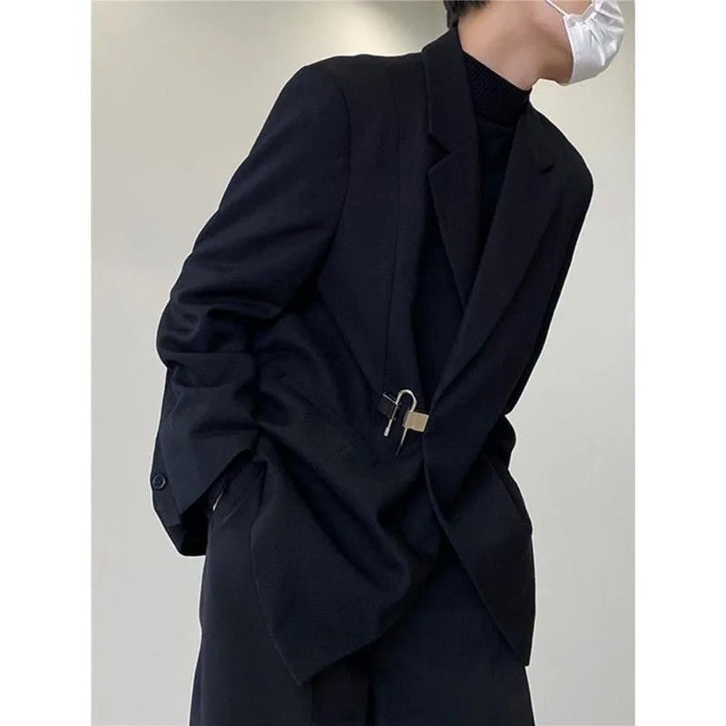 Casual Suit Jacket Men's Spring Summer Blazers Solid Color Long Sleeves Turndown Collar Pockets One Button Tops Jackets