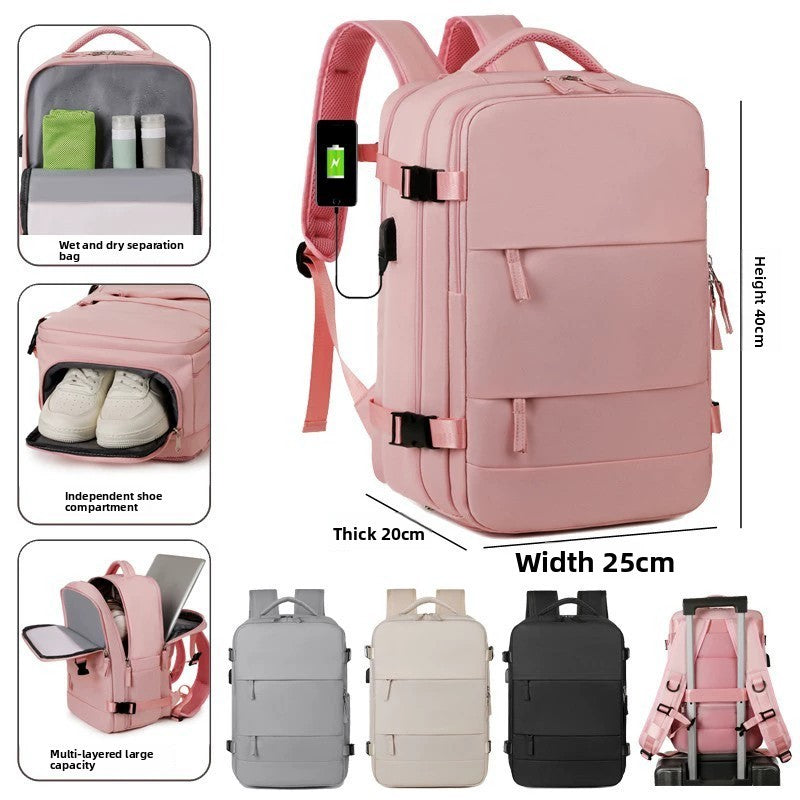 Mochila de viagem para mulheres e homens, aprovada para voos, impermeável, esportiva, casual, pequena para caminhada