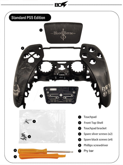 For PS5 Controller Shell, Old Hunter Custom Faceplate Cover with Touchpad for DualSense, Replacement for BDM-010 To050
