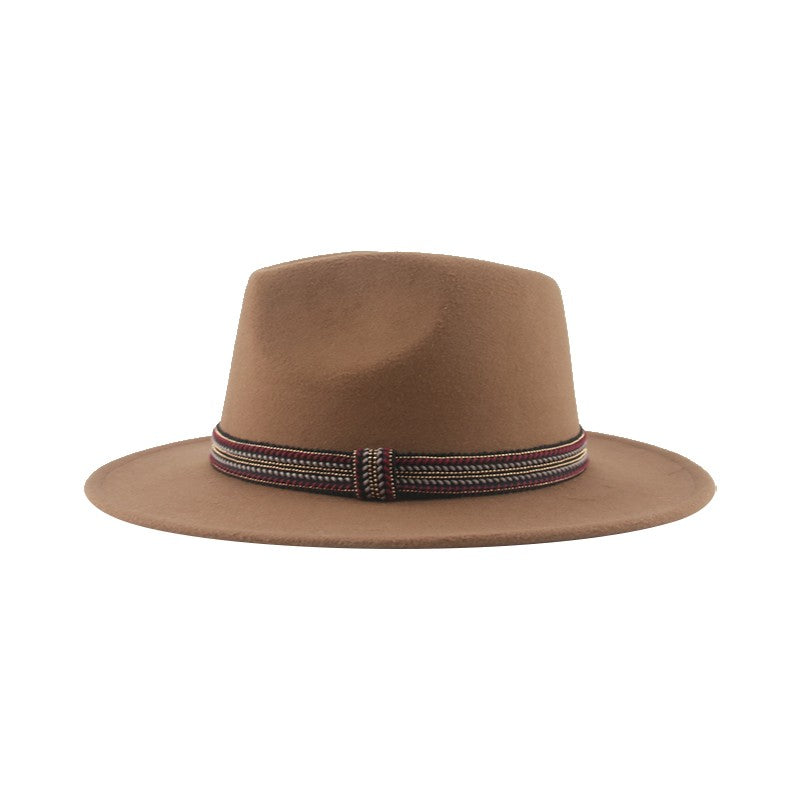 Chapéu Feminino Fedora de Feltro Sólido Casual Chapéu de Inverno Feminino Bonés Masculinos Faixa Panamá Preto Cáqui ????? ??????? Sombrero