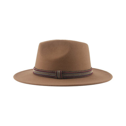 Chapéu Feminino Fedora de Feltro Sólido Casual Chapéu de Inverno Feminino Bonés Masculinos Faixa Panamá Preto Cáqui ????? ??????? Sombrero