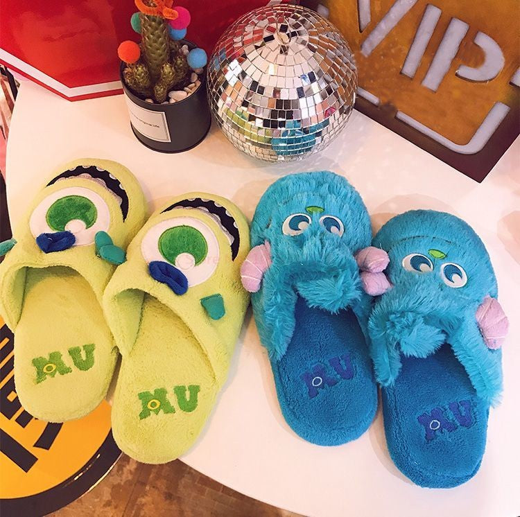 Pantufa de Anime Universidade Monstros Disney Monstros SA Mike Wazowski Sullivan Quente de Inverno Antiderrapante Desenho Animado Sapatos Domésticos