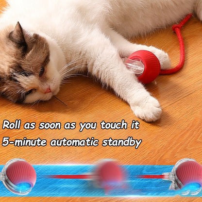 Novo Brinquedo Interativo para Gatos Bola Rolante Automática com Cauda Falsa Brinquedo Elétrico Inteligente Recarregável para Animais de Estimação Treinamento de Cães e Gatos Imita Rato