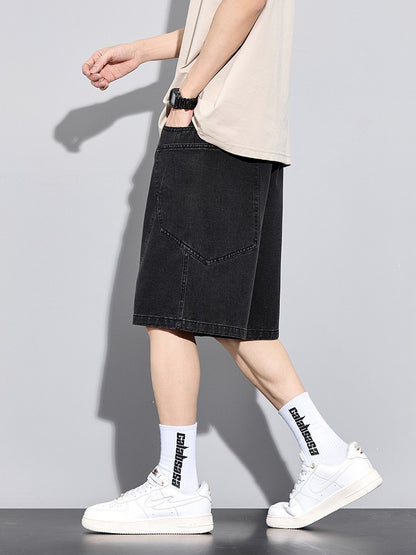 Men's Summer Denim Cargo Shorts Big Size 8XL 7XL 6XL Elastic Waist Straight Baggy Jeans Shorts