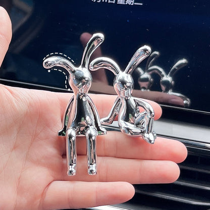 Long-Eared Rabbit Statue Cartoon Rabbit Figurines Car Accessories Bedroom Desktop Decoration Auto Interior Dashboard Ornaments