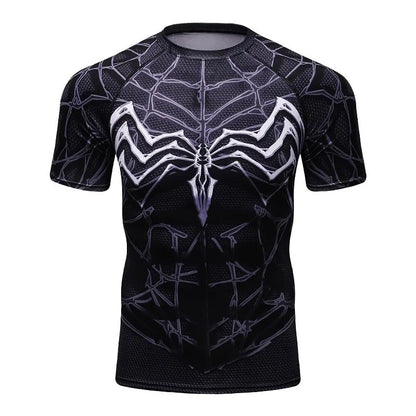 MOTO-Men's 3D printed street fashion trend spider series summer quick drying short sleeved T-shirt