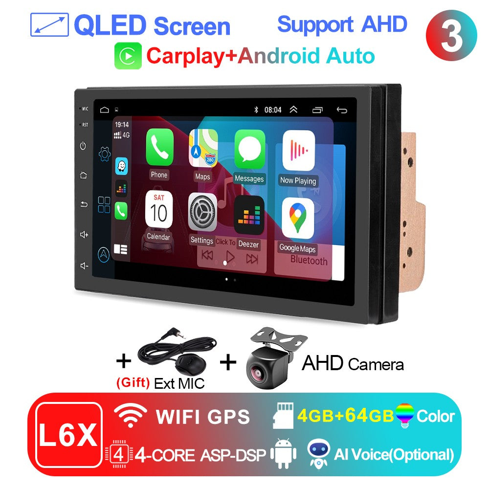 LEHX Universal 7 Inch 2 din Android 15 Car Radio 2.5D QLED Screen Car Multimedia Player Carplay Android Auto Stereo Autoradio