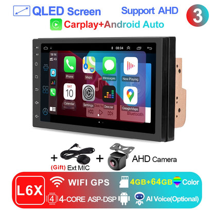 LEHX Universal 7 Inch 2 din Android 15 Car Radio 2.5D QLED Screen Car Multimedia Player Carplay Android Auto Stereo Autoradio