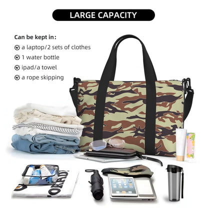 Tiger Stripe Camouflage Military Camo Beach Travel Bag Large Capacity Tote Bags for Gym Yoga Women Shopping Duffle Shoulder Bag