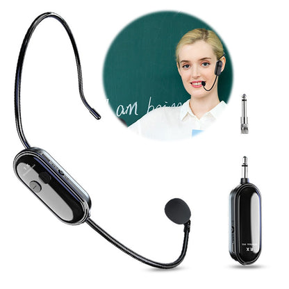 2.4G Head-mounted Wireless Lavalier Microphone Set Transmitter Long Range Mic System Headset Mic for Teaching Stage Performers