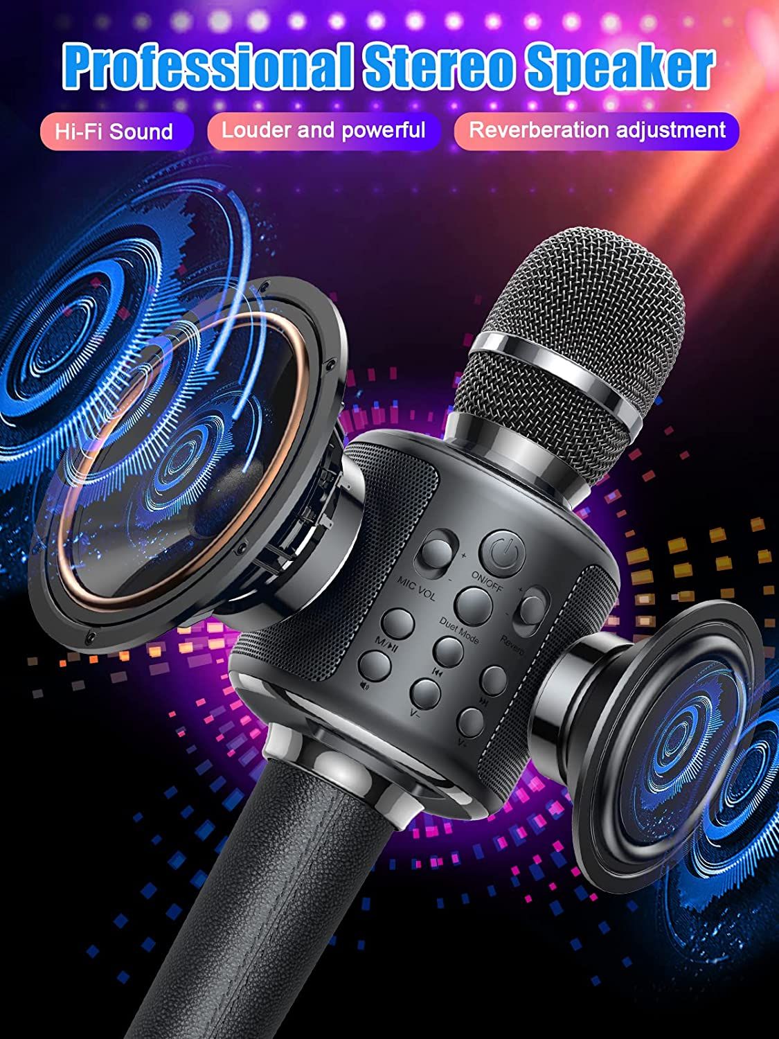 Microfone de Karaokê Sem Fio Bluetooth Portátil para Canto com Dueto/Gravação/Reprodução/Reverb Presente para Adulto/Criança para KTV em Casa
