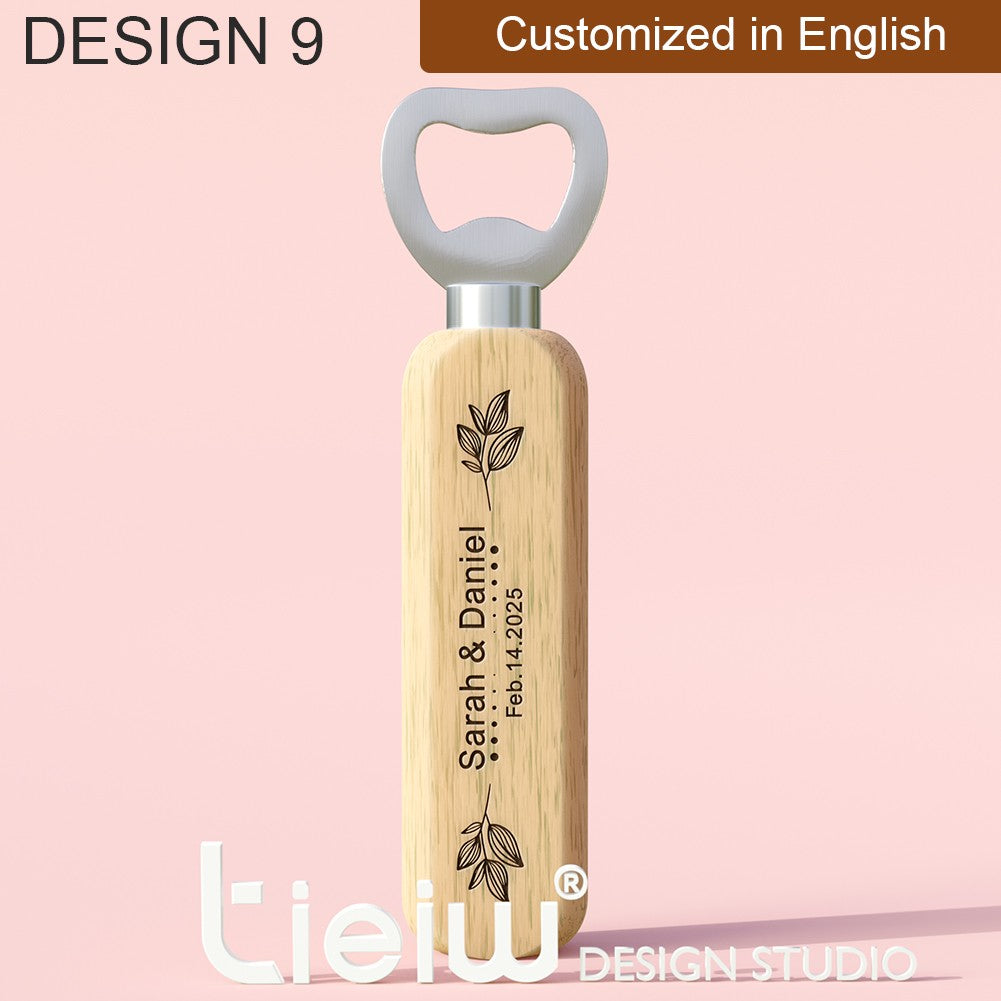 12PCS Custom Wedding Gift Bottle Opener Wedding Favors for Guests Personalized Wooden Opener as Gift for Wedding Decoration