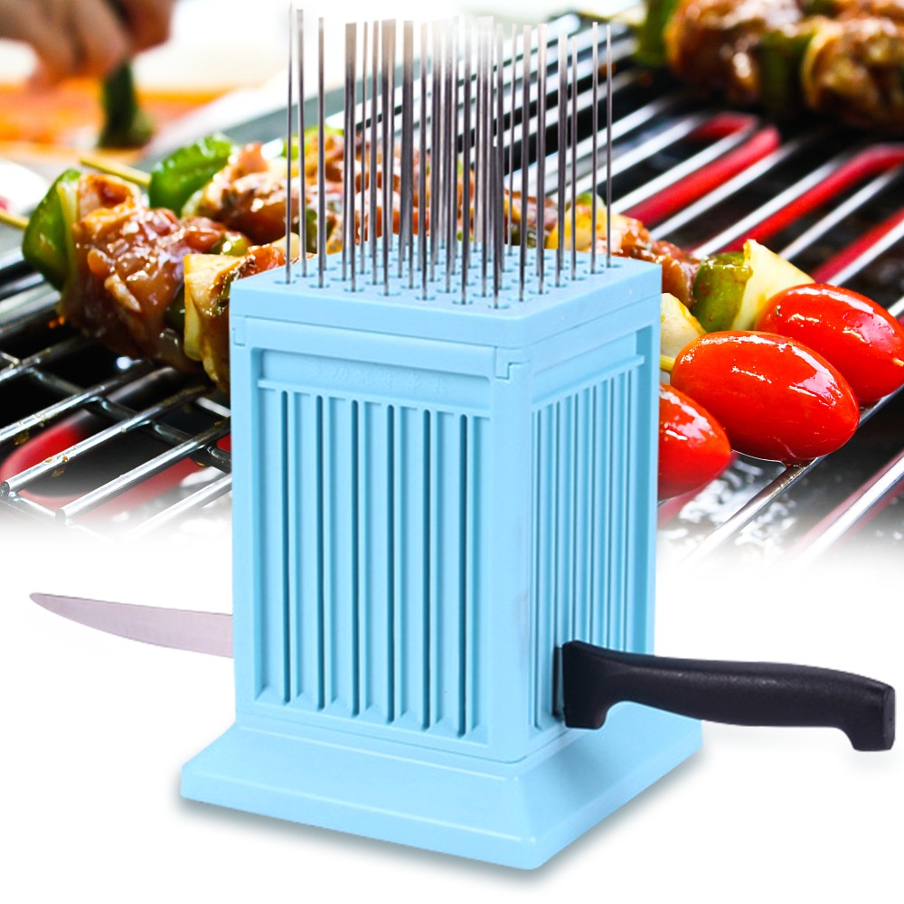 49 Holes Bbq Meat Skewer Maker Meat Cutter Lamb Beef Barbecue Skewer Portable Meat Skewer Maker Box Kitchen Barbecue Accessories