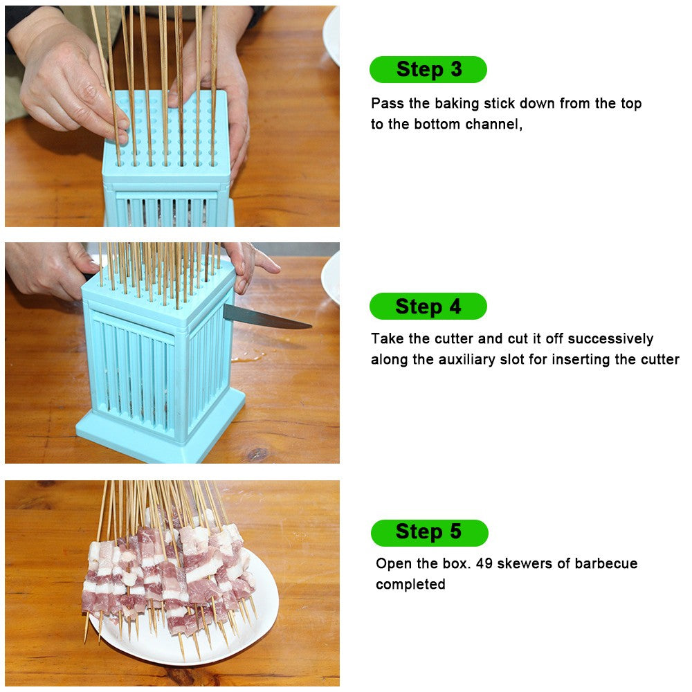 Brochette Maker 49 Holes Beef Barbecue Accessories Kebab Maker Beef Pork Meat Skewer Tools Barbecue Stringer Box Machine